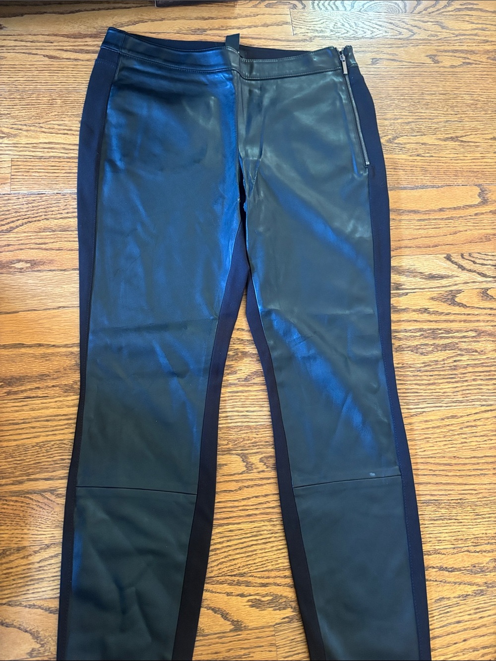 White House Black Market Black Faux Leather-Panel Skinny Pants